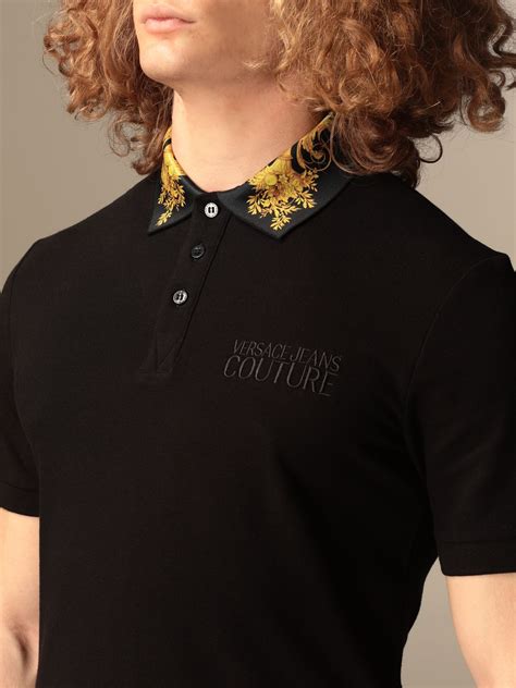 versace jeans black polo shirt|authentic versace shirt.